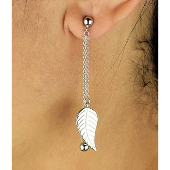 Blad en bal oorbellen, 2 kettingen, zilver 925, gerhodineerd