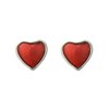 Boucles d'oreilles petit coeur émail rouge Argent 925 Rhodié - vue V1