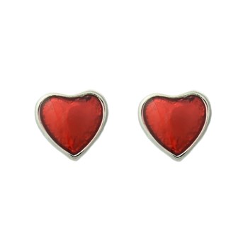 Boucles d'oreilles petit coeur émail rouge Argent 925 Rhodié
