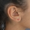 Boucles d'oreilles petit coeur émail rouge Argent 925 Rhodié - vue V2
