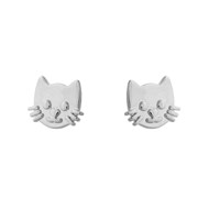 Boucles d'oreilles tête de chat Argent 925 Rhodié