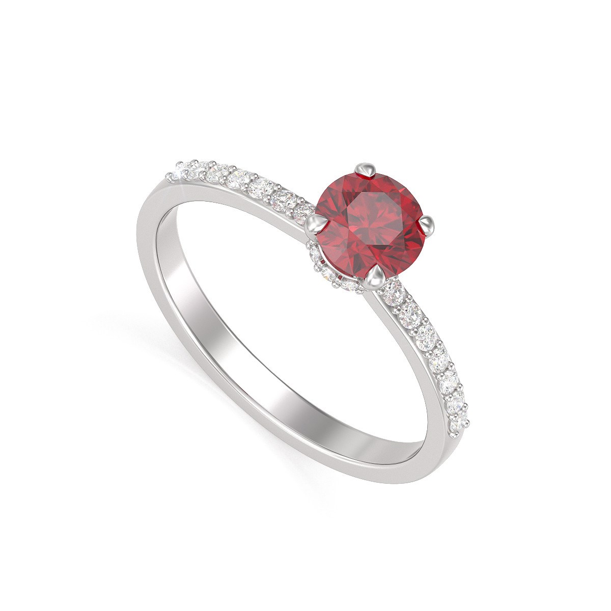 Bague ADEN Or 585 Blanc Rubis et diamants 2.4grs