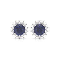 Boucles d'oreilles ADEN Or 585 Blanc Saphir et Diamant 2.61grs
