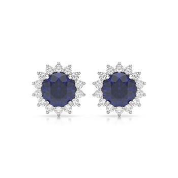 Boucles d'oreilles ADEN Or 585 Blanc Saphir et Diamant 2.61grs