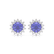 Boucles d'oreilles ADEN Or 585 Blanc Tanzanite et Diamant 2.61grs