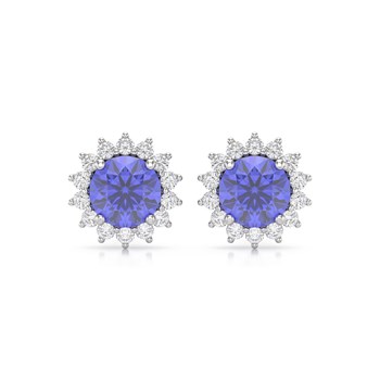Boucles d'oreille Tanzanite Forme Poire et Diamants sur Argent 925 1.15grs