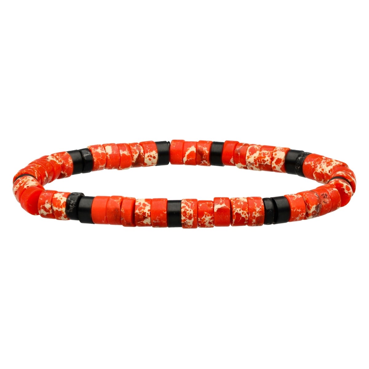 Bracelet Perles Heishi Jaspe Orange Agate Noire