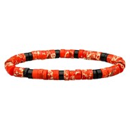 Bracelet Perles Heishi Jaspe Orange Agate Noire-enfant-12cm