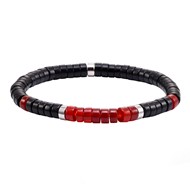 Bracelet Perles Heishi Agate Noire Et Agate Rouge-XS-14cm