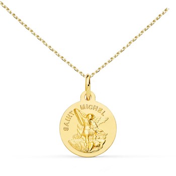 Collier - Médaille Or 18 Carats 750/1000 Saint Michel - Chaîne Dorée - Gravure Offerte