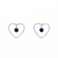Boucles d'Oreilles Or Jaune - Saphirs Bleus et Zirconiums - Femme