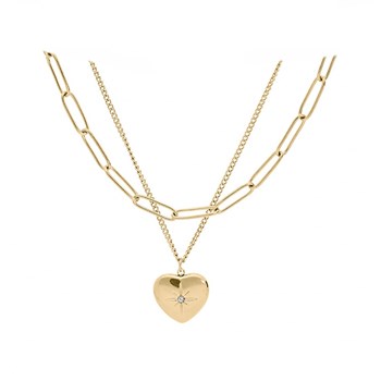 Collier Double chaine - Acier jaune