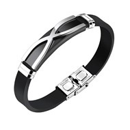 Bracelet cuir plaque acier motif croix NICOLAS