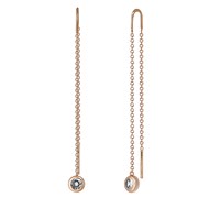 Boucles d'oreilles Chainettes MADEMOISELLE traversantes chaînes Dorées avec Zircon Blanc