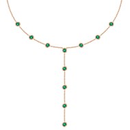 Sautoir Y collier MADEMOISELLE lariat chaîne dorée avec pendentifs Zircon Vert Émeraude