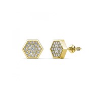 Boucles d'oreilles Hexagon - Doré et Cristal