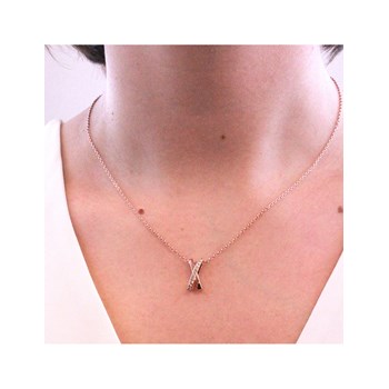 X Duo Pendant - Rosé Gold and Crystal