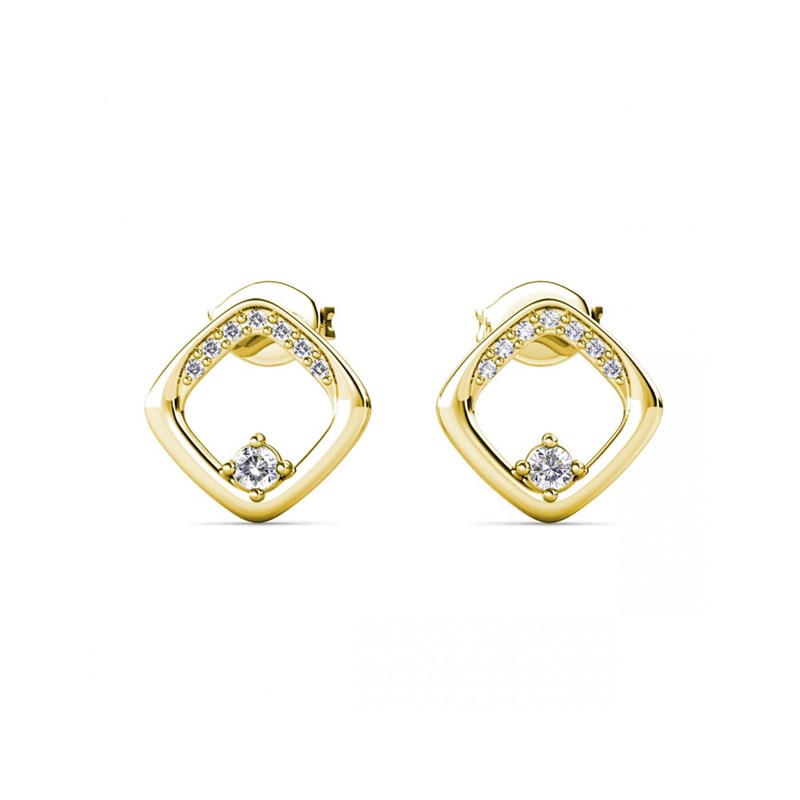 Boucles d'oreilles Adelise - Doré et Cristal - vue 3