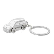 Porte-clés petite automobile voiture 3D argentée