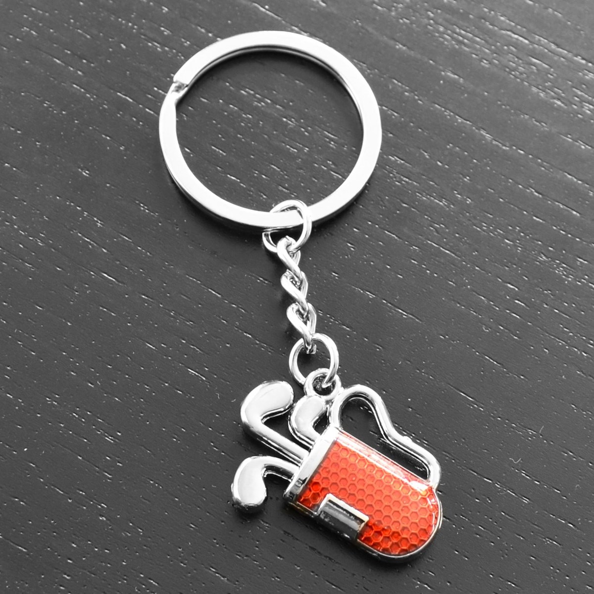 Porte-clés sac de golf 3 clubs caddie rouge - vue 4
