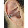 Clip d'oreille earcuff 3 oxydes de zirconium pendants central vert Argent 925 Rhodié - vue V2