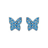 Boucles d'oreilles Papillon bleu - Argent