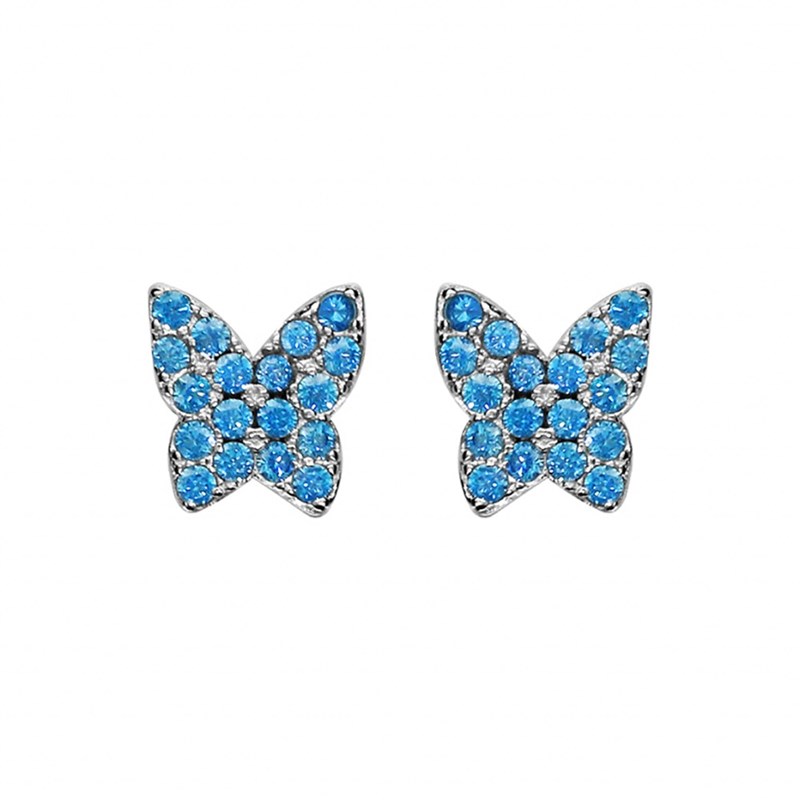 Boucles d'oreilles Papillon bleu - Argent