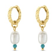 Créoles pendantes Agatha O'Soleil dorées turquoises