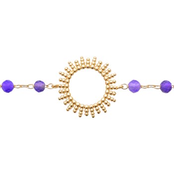 Bracelet Brillaxis motif soleil et améthystes 17.5cm
