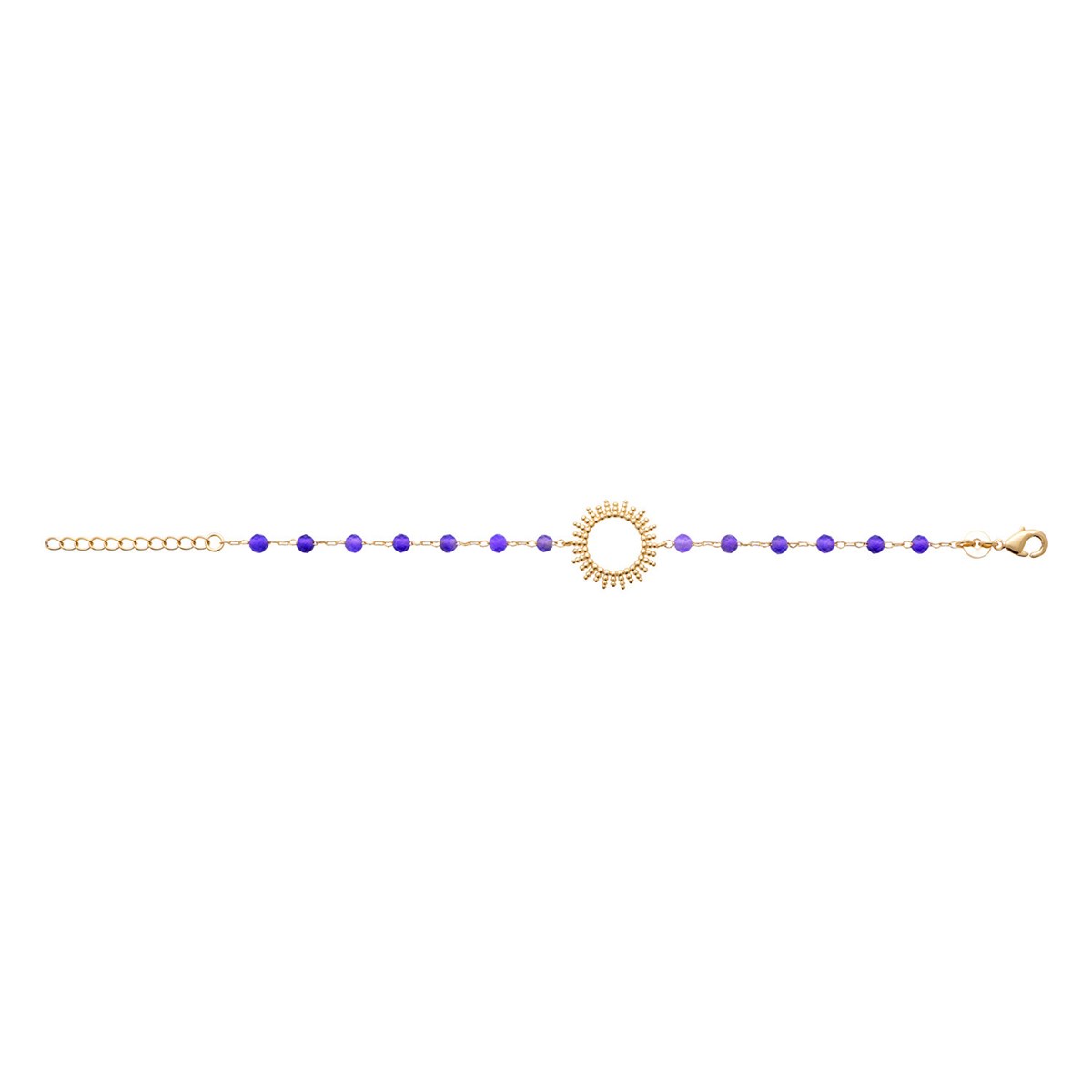 Bracelet Brillaxis motif soleil et améthystes 17.5cm - vue 3