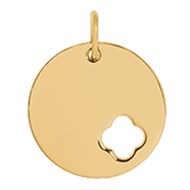 Médaille ronde Saunier trèfle ajouré plaqué or