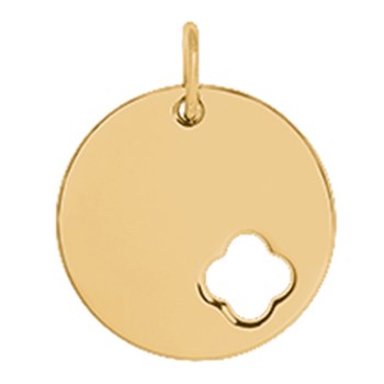 Médaille ronde Saunier trèfle ajouré plaqué or