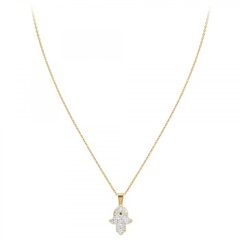 Collier main de Fatma par SC Bohème orné d'un véritable diamant noir