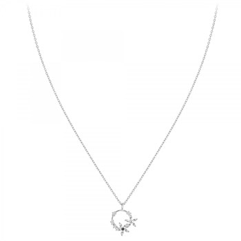 Collier Fleurs SC Crystal orné d'un véritable diamant noir