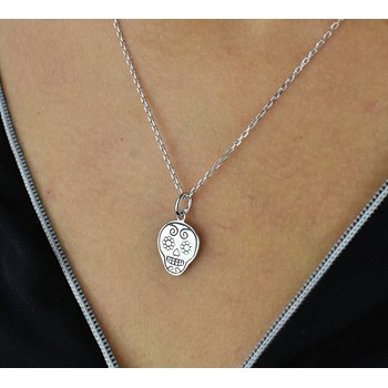 925 Rhodium zilveren Mexicaanse schedel en gekruiste botten cavalera halsketting