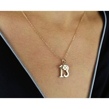 Collier chiffre 13 et trèfle porte-bonheur Plaqué OR 750 3 microns
