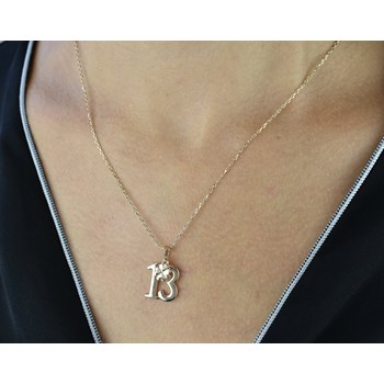 Collier chiffre 13 et trèfle porte-bonheur Plaqué OR 750 3 microns