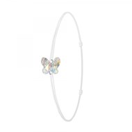 Bracelet papillon élastique blanc SC Crystal orné d'un Cristal scintillant