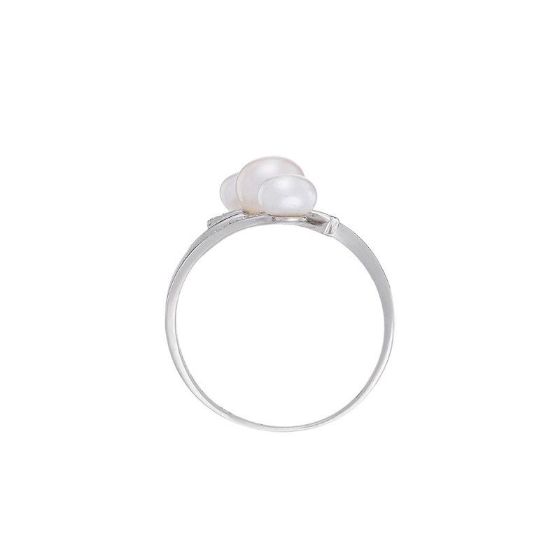 Bague ' Justine' Or blanc et Perle - vue 3