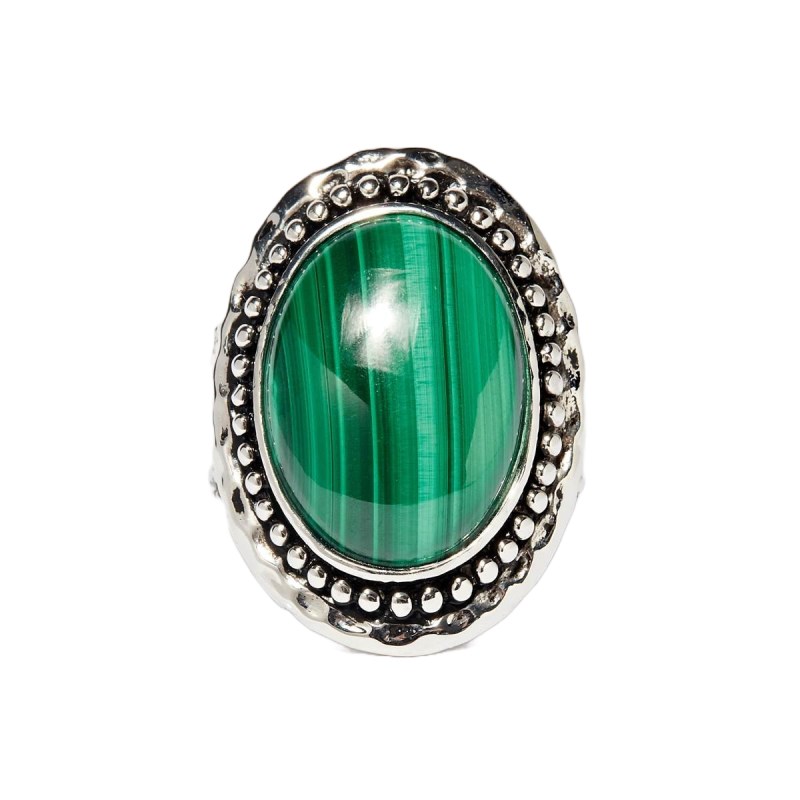 Bague 'Petunia' Malachite 9,40ct et Argent Massif 925/1000