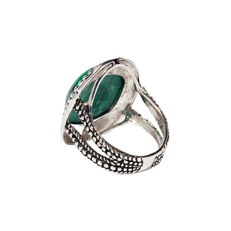 Bague 'Petunia' Malachite 9,40ct et Argent Massif 925/1000 - vue 3