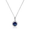 Pendentif Or Blanc et oxydes de zirconium  'Bleu merveilleux' + chaîne argent offerte - vue V1