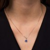 Pendentif Or Blanc et oxydes de zirconium  'Bleu merveilleux' + chaîne argent offerte - vue V2