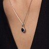 Pendentif Or Blanc et oxydes de zirconium  'Bleu merveilleux' + chaîne argent offerte - vue V3