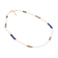 Collier 'Ihuicatl' Opal blanche, Lapis et Labradorite