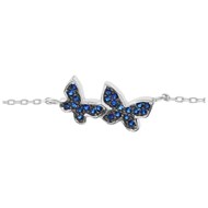 Bracelet Argent Papillons bleus