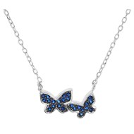 Collier Papillons bleus  - Argent