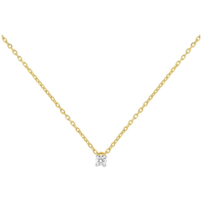 Collier diamant 0.10CT - Or jaune 9 carats