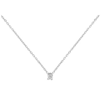 Collier diamant 0.10CT - Or gris 9 carats