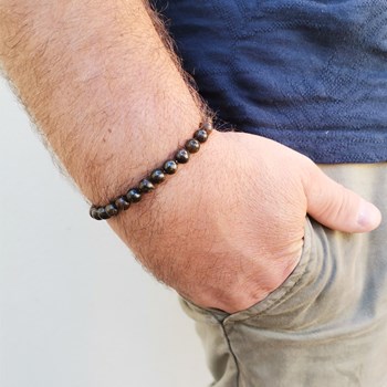 Stretcharmband met Bronziet kralen